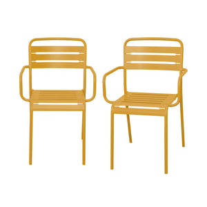 Set di 2 poltrone da giardino in acciaio, ocra