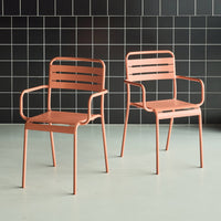 Set di 2 poltrone da giardino in acciaio, rosa tostato