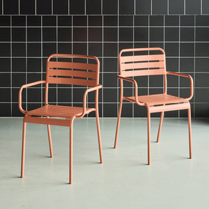 Set di 2 poltrone da giardino in acciaio, rosa tostato