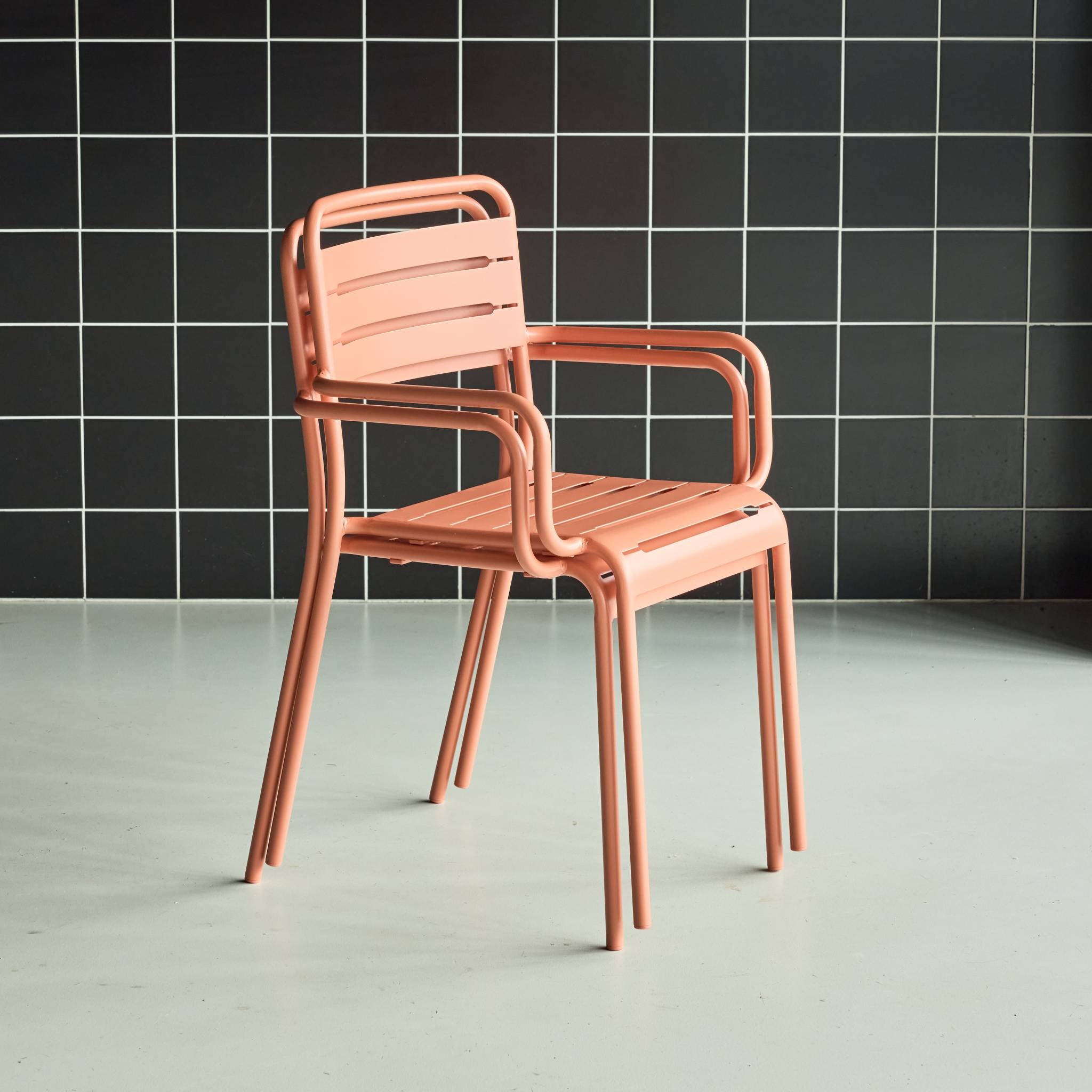 Set di 2 poltrone da giardino in acciaio, rosa tostato