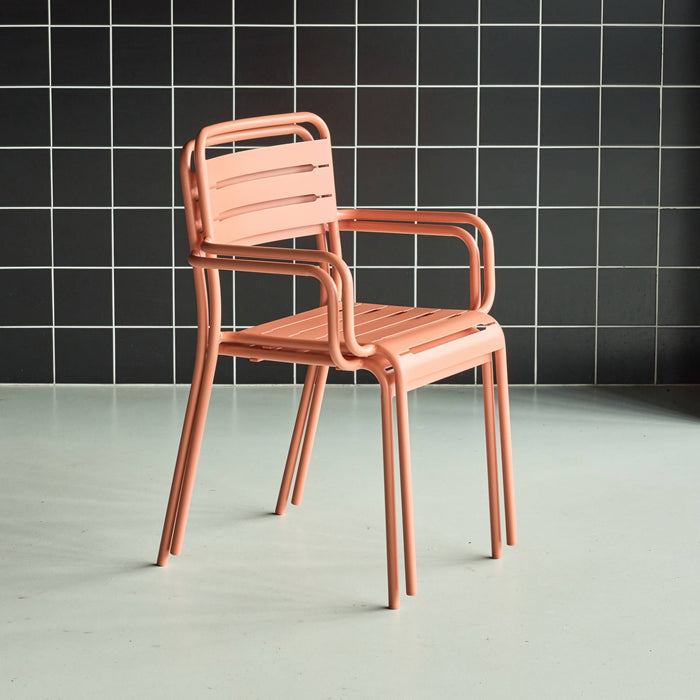 Set di 2 poltrone da giardino in acciaio, rosa tostato