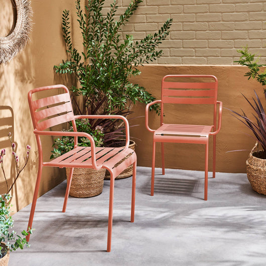 Set 2 sedie da giardino in acciaio, rosa tostato