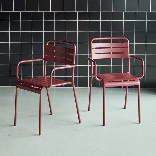 Set di 2 poltrone da giardino in acciaio, terra di siena