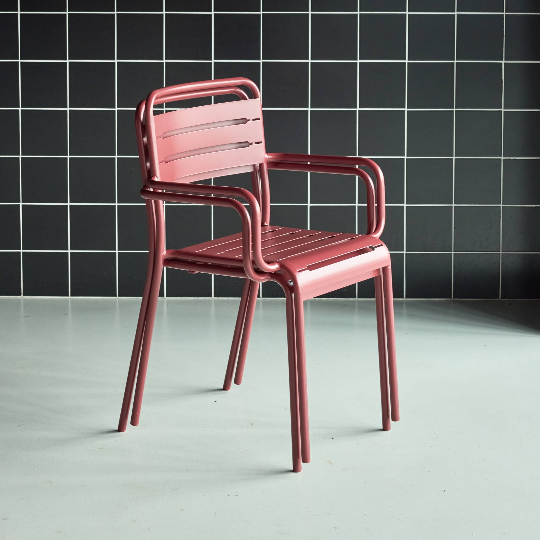 Set 2 sedie da giardino in acciaio, terra di siena