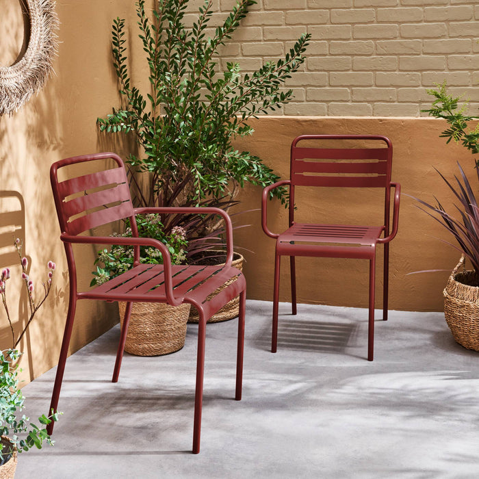 Set 2 sedie da giardino in acciaio, terra di siena