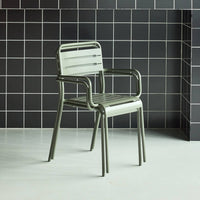 Set di 2 poltrone da giardino in acciaio, verde kaki