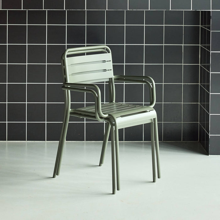 Set di 2 poltrone da giardino in acciaio, verde kaki