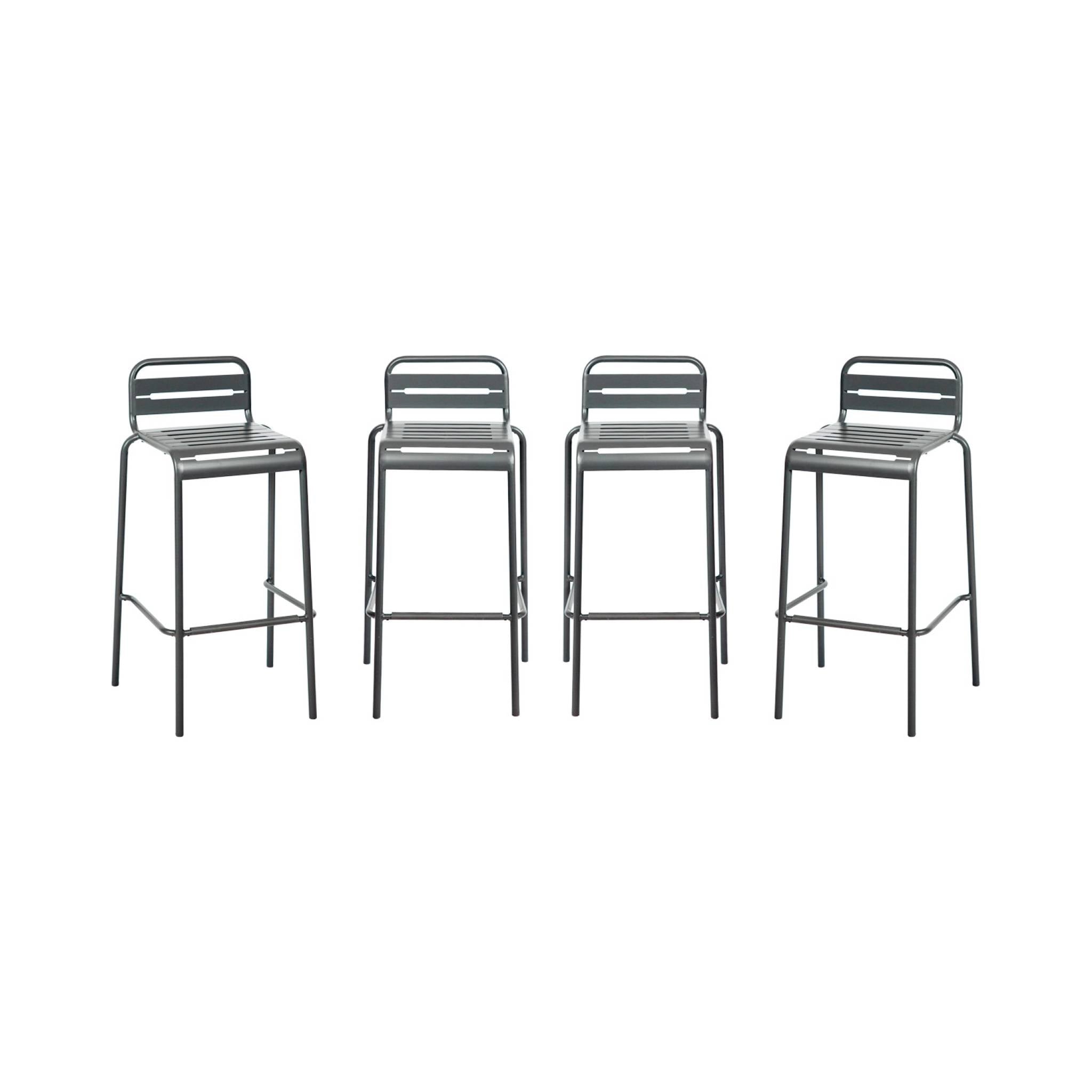 Set di 4 sedie da bar da giardino in acciaio, antracite