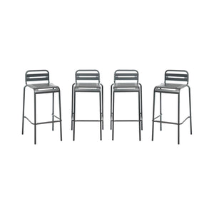 Set di 4 sedie da bar da giardino in acciaio, antracite