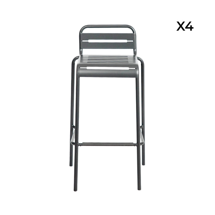Set di 4 sedie da bar da giardino in acciaio, antracite