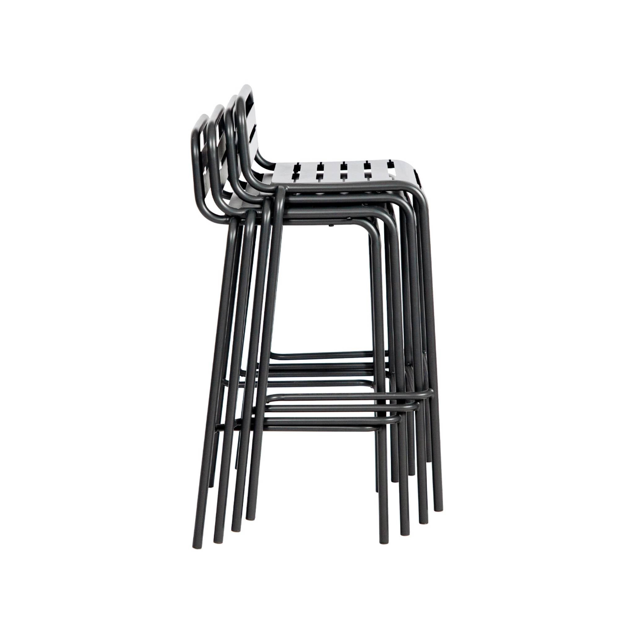 Set di 4 sedie da bar da giardino in acciaio, antracite