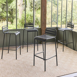 Set di 4 sedie da bar da giardino in acciaio, antracite