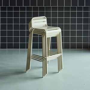 Set di 4 sedie da bar da giardino in acciaio, beige