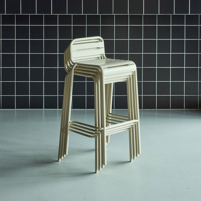 Set di 4 sedie da bar da giardino in acciaio, beige