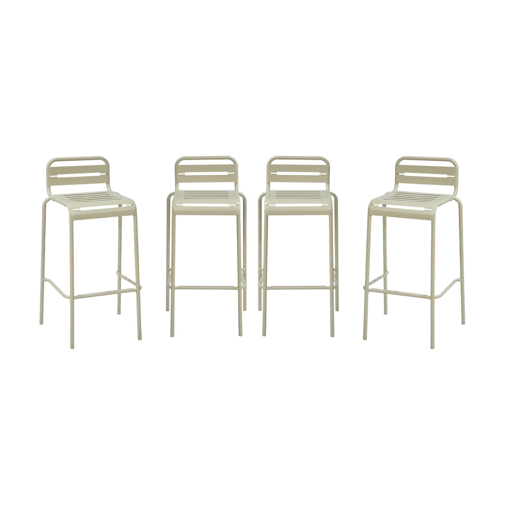 Set di 4 sedie da bar da giardino in acciaio, beige