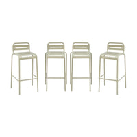 Set di 4 sedie da bar da giardino in acciaio, beige