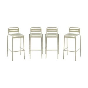 Set di 4 sedie da bar da giardino in acciaio, beige