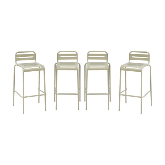 Set di 4 sedie da bar da giardino in acciaio, beige