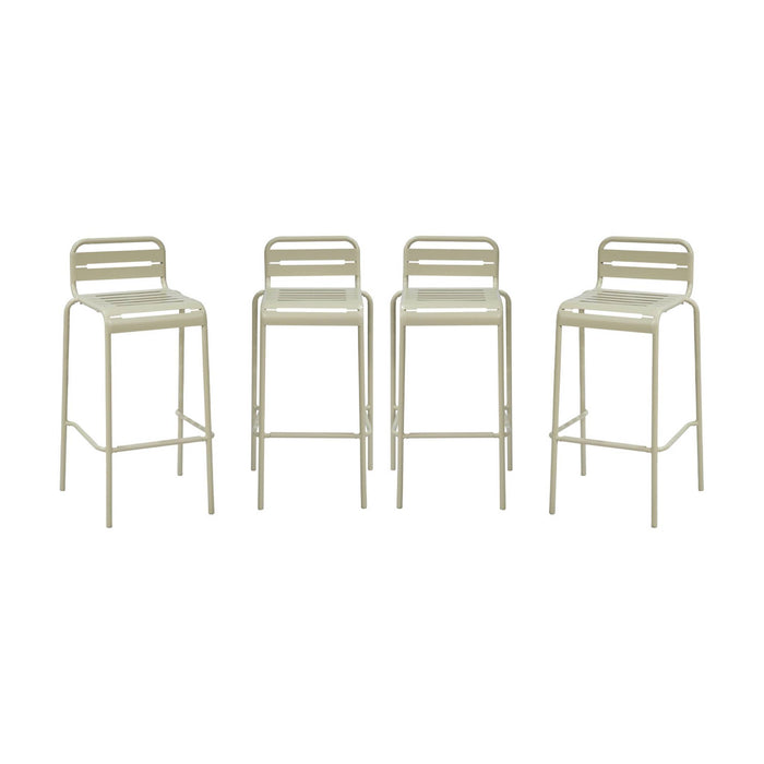 Set di 4 sedie da bar da giardino in acciaio, beige