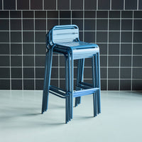 Set di 4 sedie da bar da giardino in acciaio, blu navy