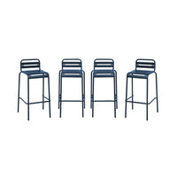 Set di 4 sedie da bar da giardino in acciaio, blu navy