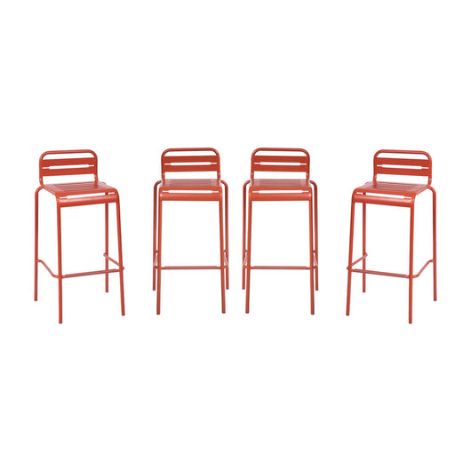 Set di 4 sedie da bar da giardino in acciaio, terracotta