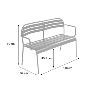Panca da esterno in acciaio, 2 posti, antracite