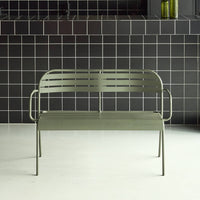 Panca da esterno in acciaio, 2 posti, verde kaki