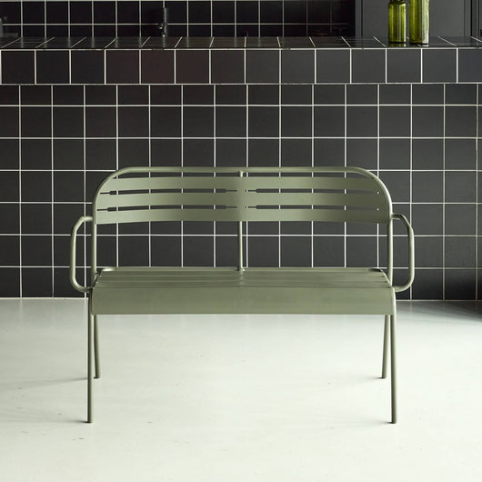 Panca da esterno in acciaio, 2 posti, verde kaki