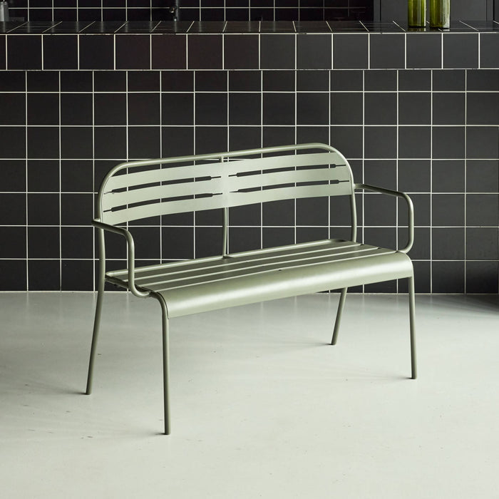 Panca da esterno in acciaio, 2 posti, verde kaki