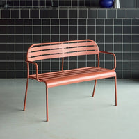 Panca da esterno in acciaio, 2 posti, terracotta