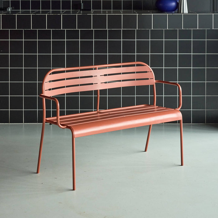 Panca da esterno in acciaio, 2 posti, terracotta