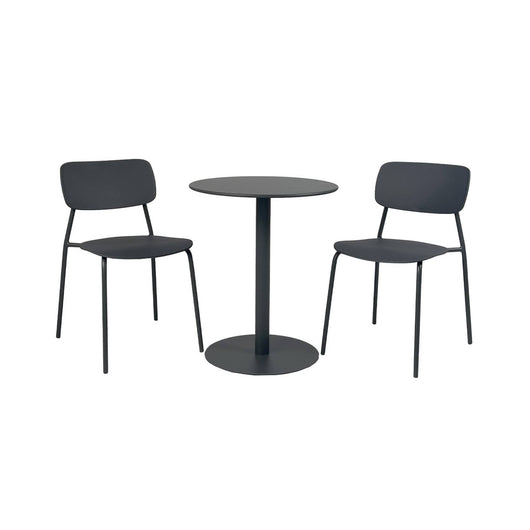 Tavolo da giardino bistrot rotondo in acciaio 2 sedute, 60cm,