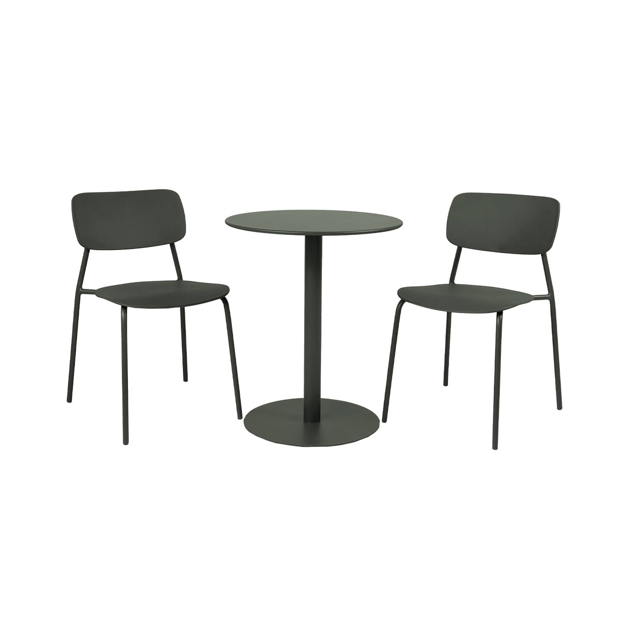 Tavolo da giardino bistrot rotondo in acciaio 2 sedute, 60cm, verde