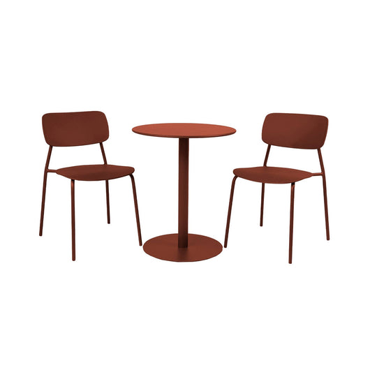 Tavolo da giardino bistrot rotondo in acciaio 2 sedute, 60cm,