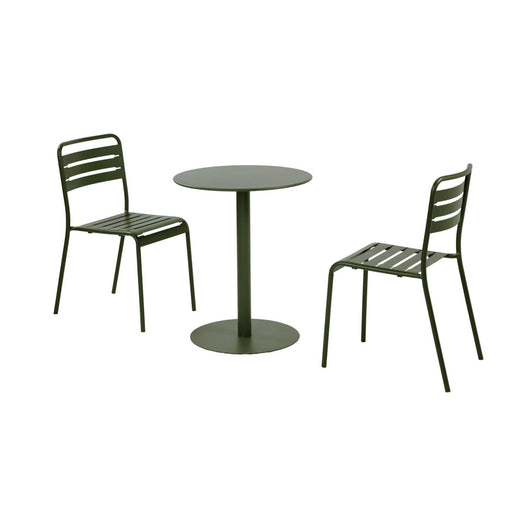 Tavolo da giardino bistrot rotondo in acciaio  2 sedute, 60cm, verde