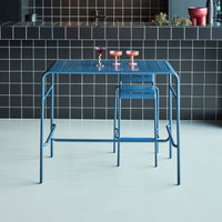 Tavolo da giardino a 4 posti in metallo, blu navy