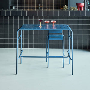 Tavolo da giardino a 4 posti in metallo, blu navy