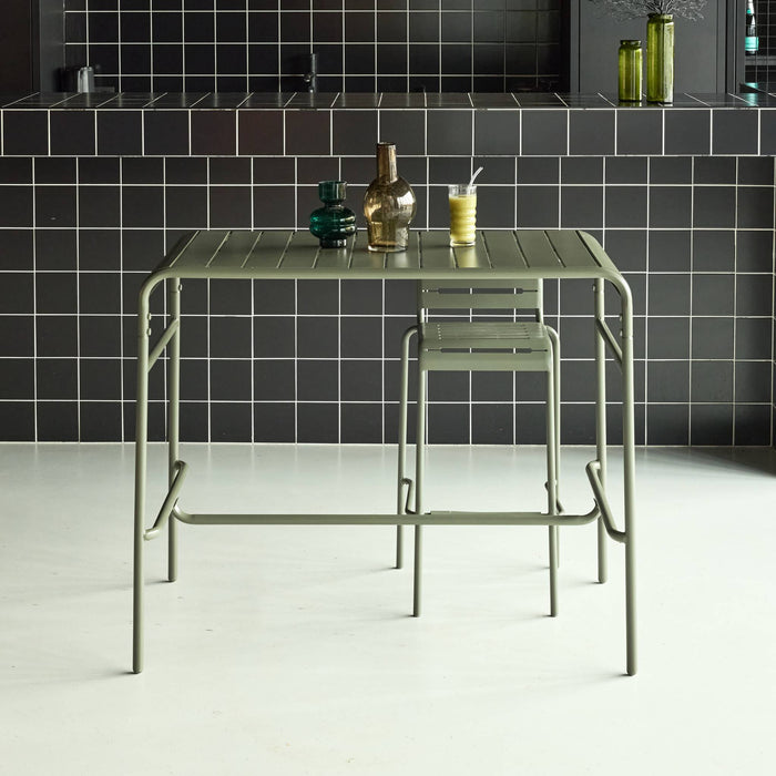 Tavolo da giardino a 4 posti in metallo, verde kaki