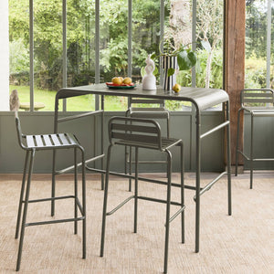 Set tavolo da giardino bistrot alto in acciaio con 4 sedie alte, verde