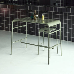 Tavolo da giardino a 4 posti in metallo, verde kaki