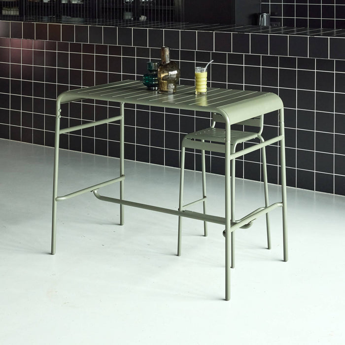 Tavolo da giardino a 4 posti in metallo, verde kaki