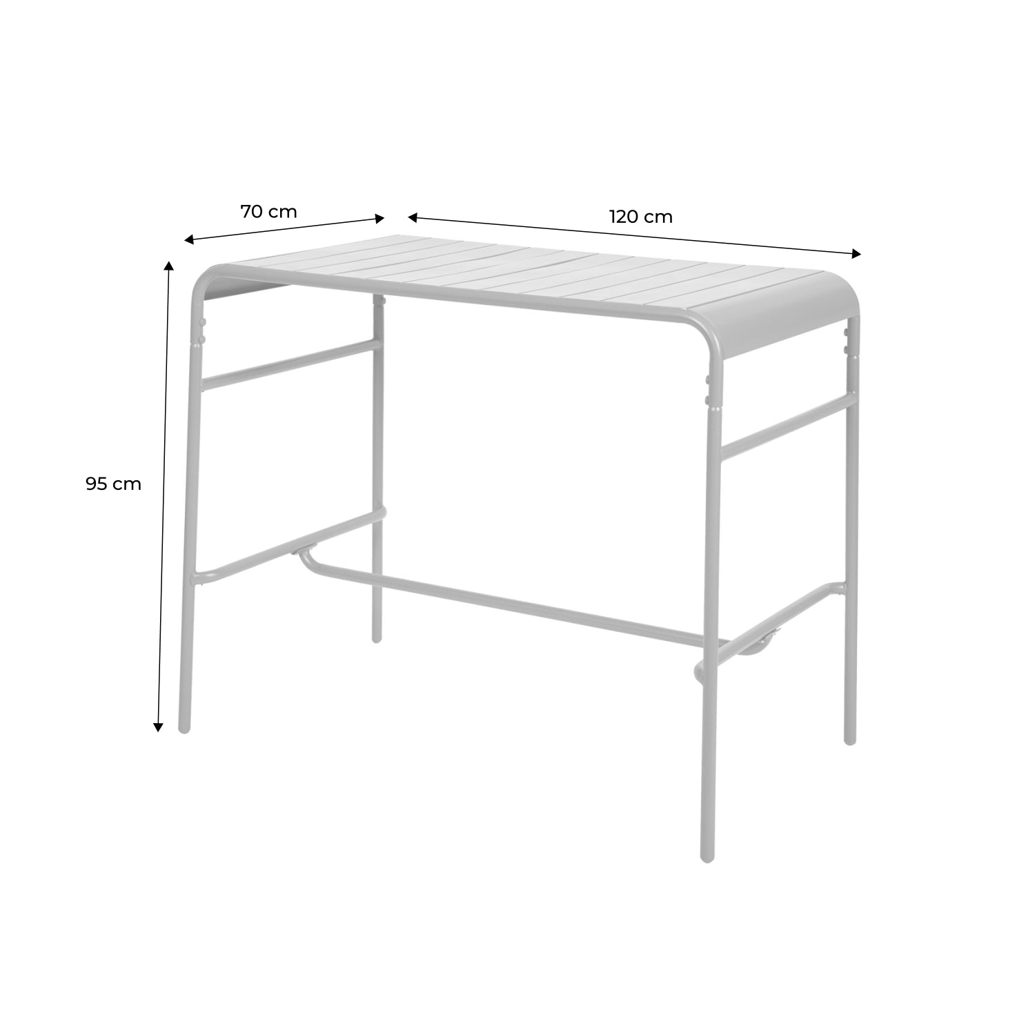 Tavolo da giardino a 4 posti in metallo, terracotta
