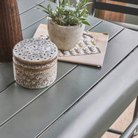 Tavolo da giardino a 2 posti in metallo 70x70cm, verde kaki