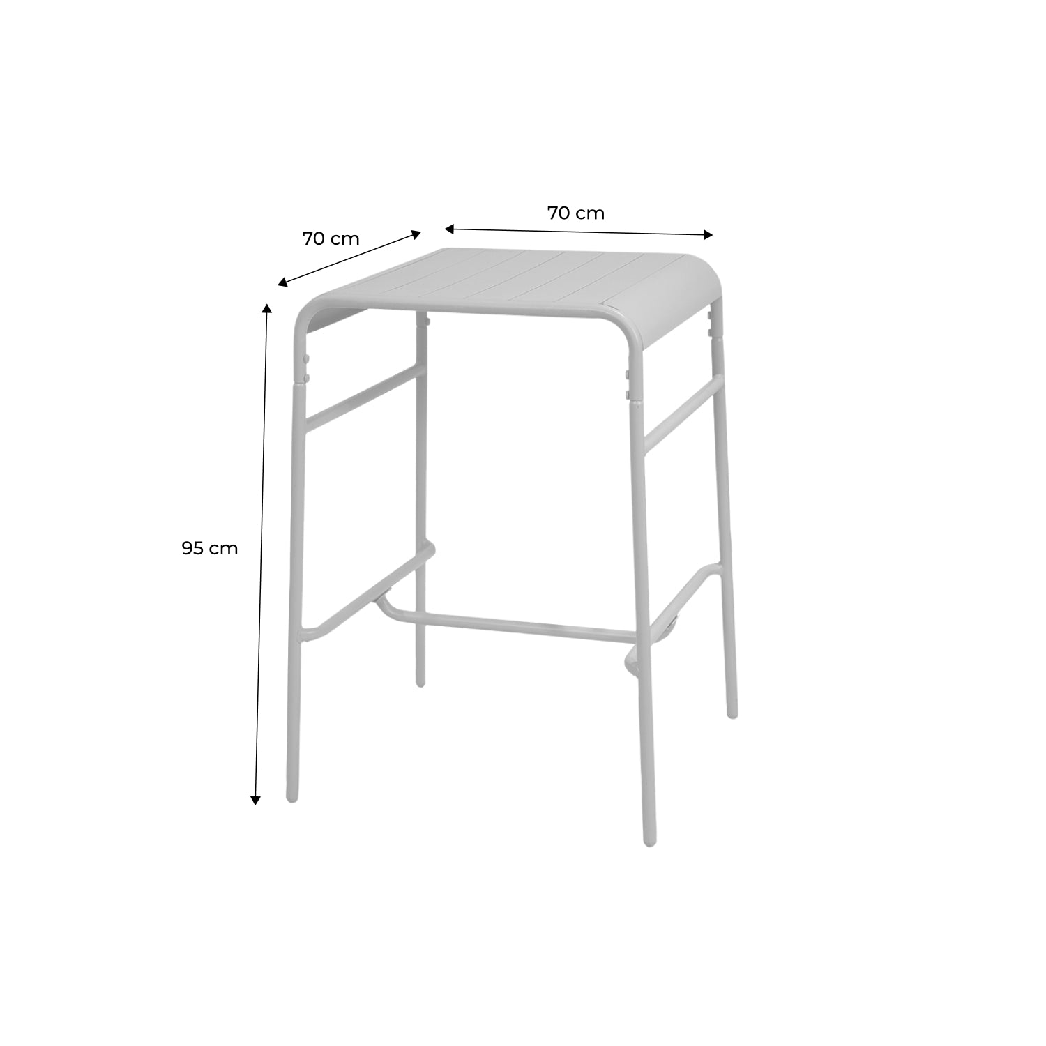 Tavolo da giardino a 2 posti in metallo 70x70cm, verde kaki