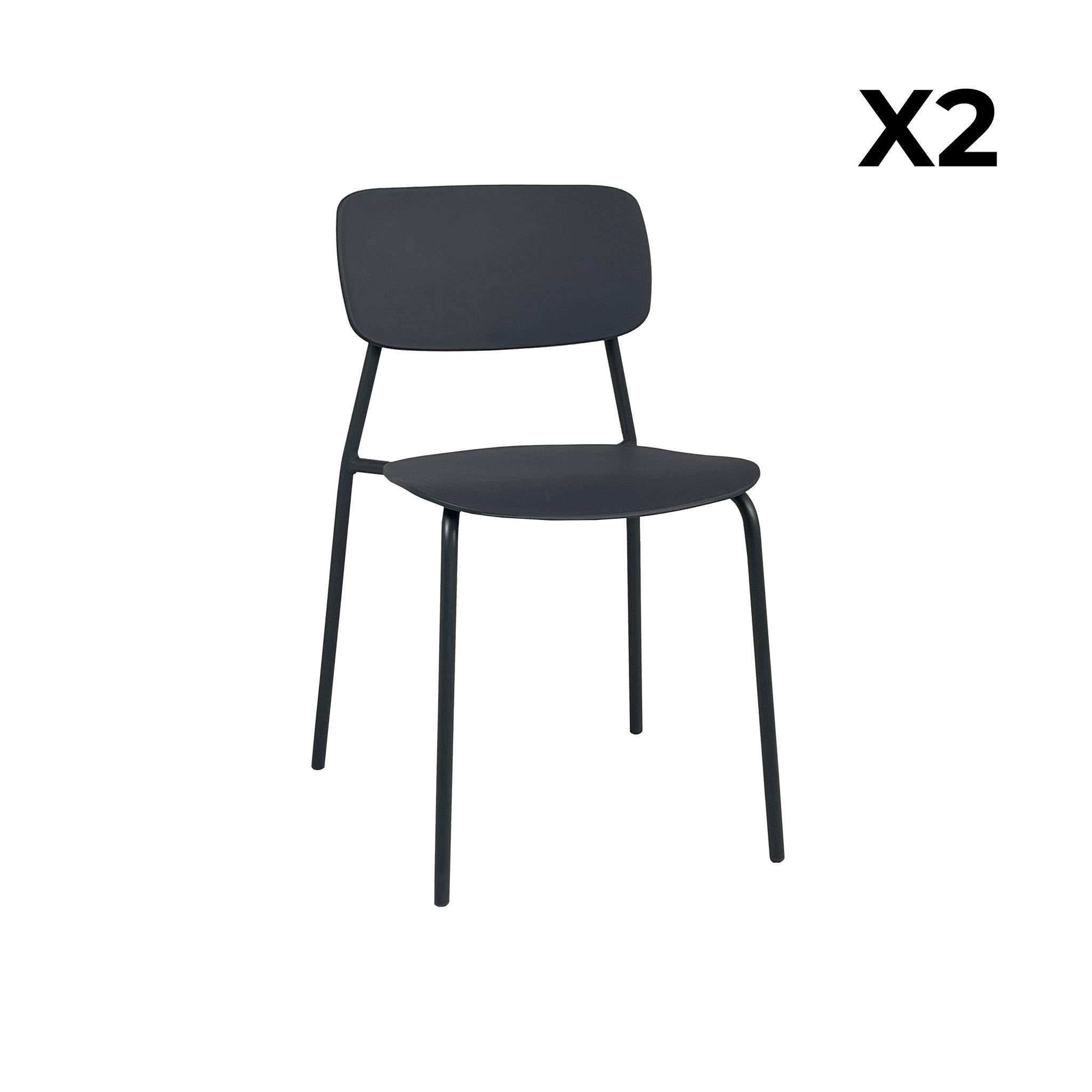 Sedia da giardino impilabile in acciaio, set di 2, antracite