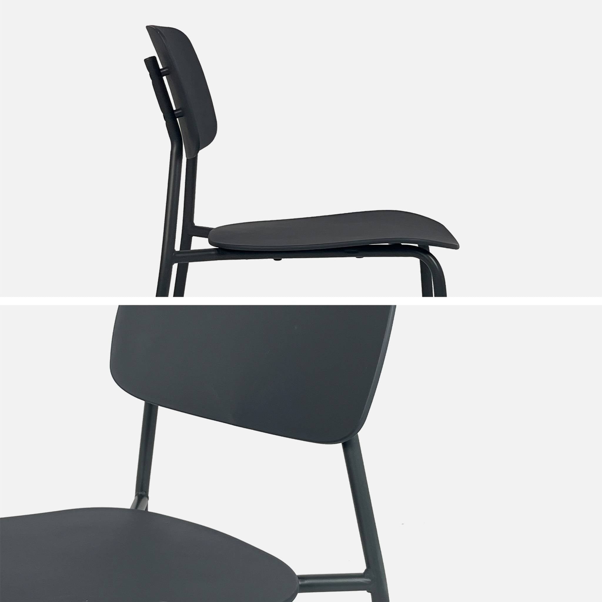 Sedia da giardino impilabile in acciaio, set di 2, antracite