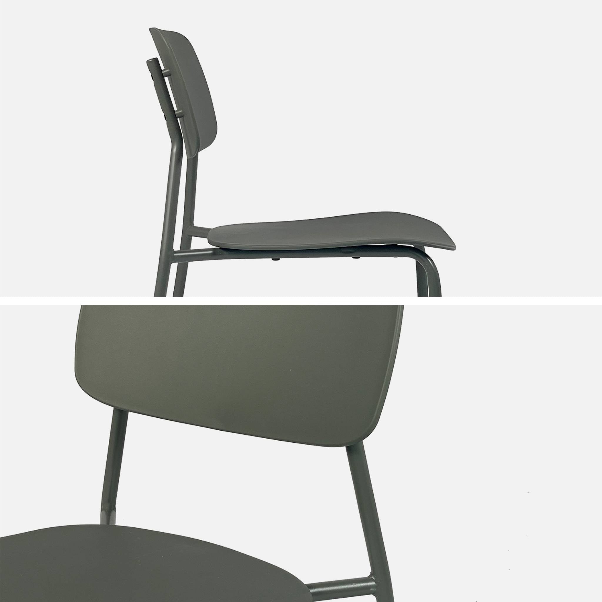 Sedia da giardino impilabile in acciaio, set di 2, verde kaki