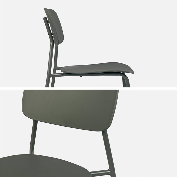 Sedia da giardino impilabile in acciaio, set di 2, verde kaki