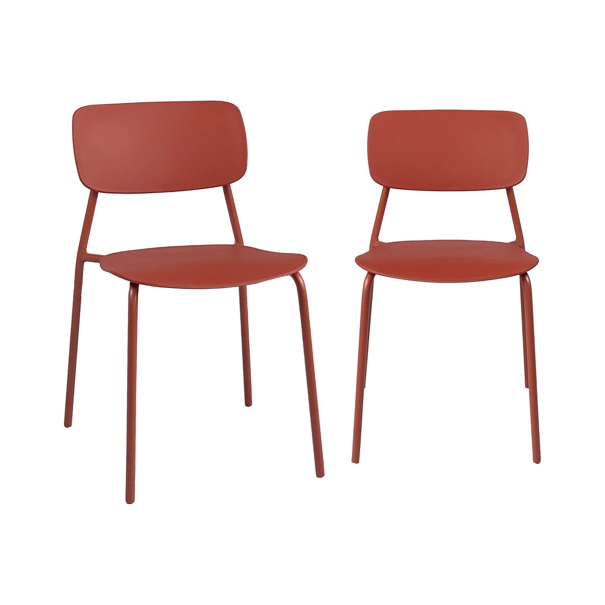 Sedia da giardino impilabile in acciaio, set di 2, terracotta